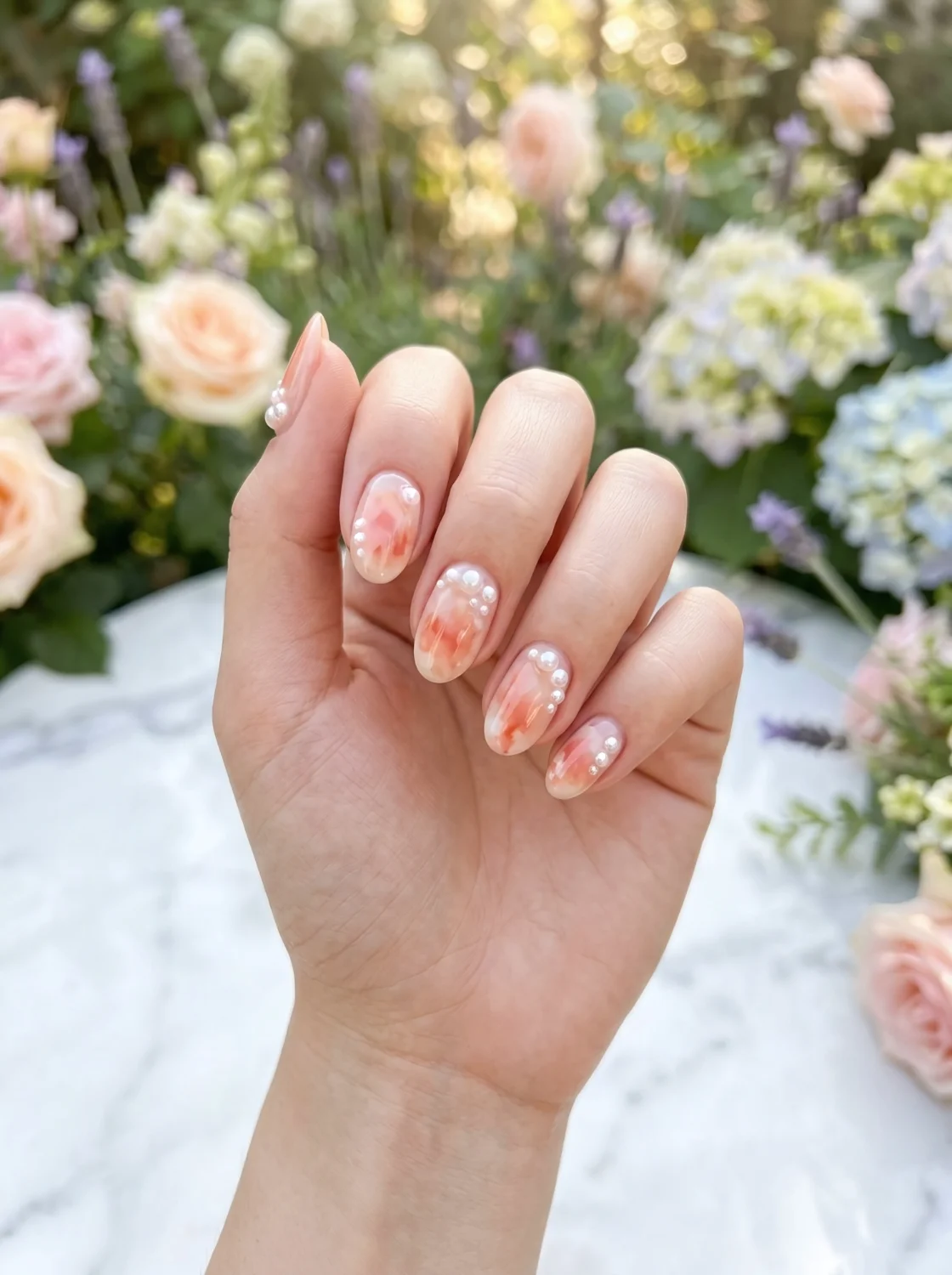 유니크 피치 수채화 진주
