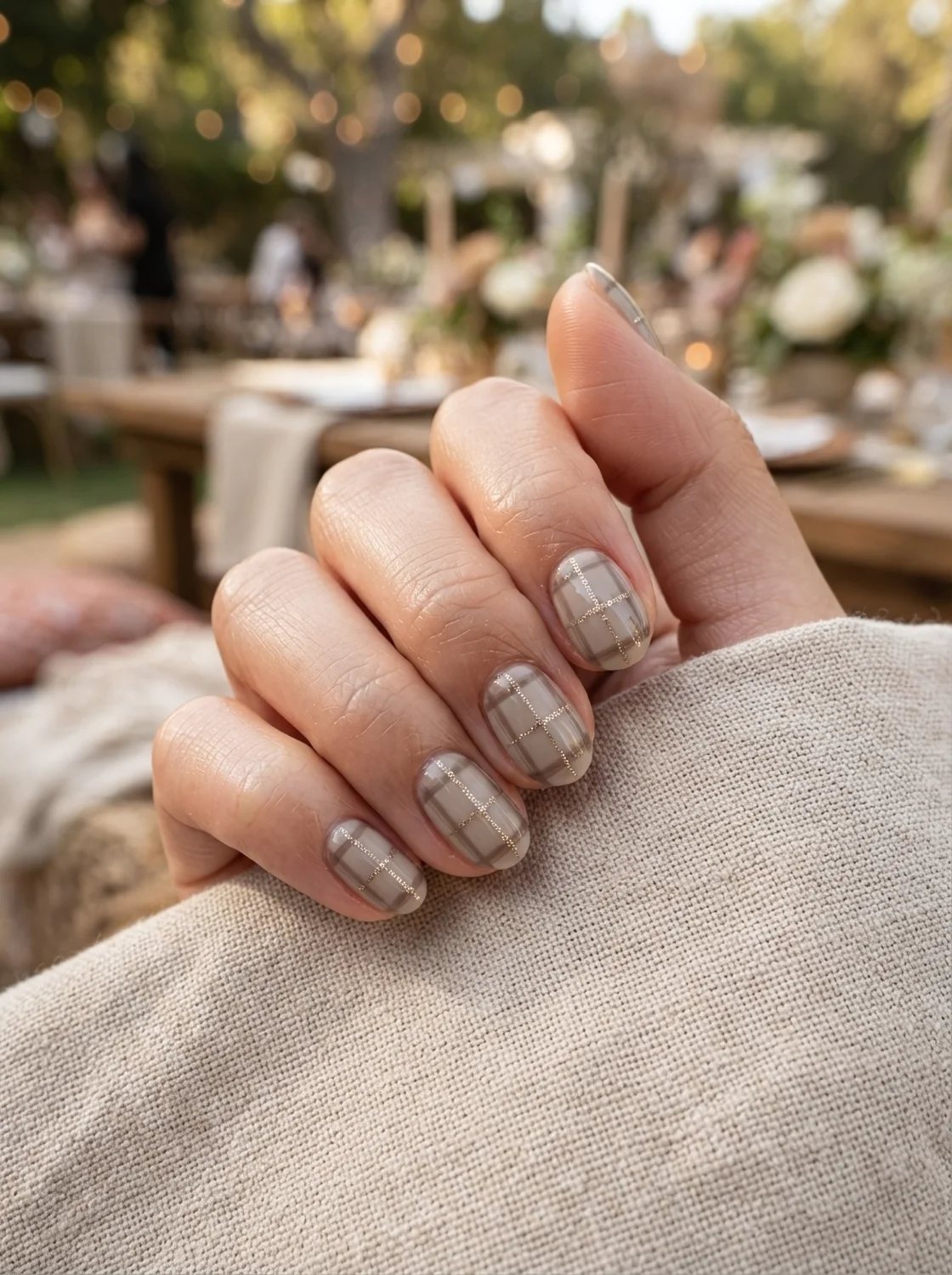 카키 글리터 체크