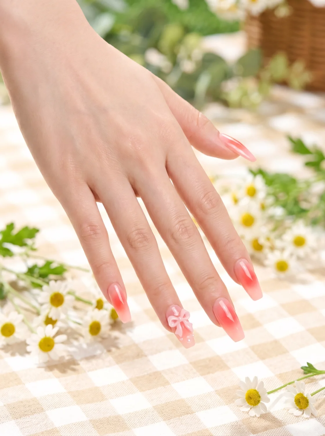 봄 코랄 치크 3D 리본