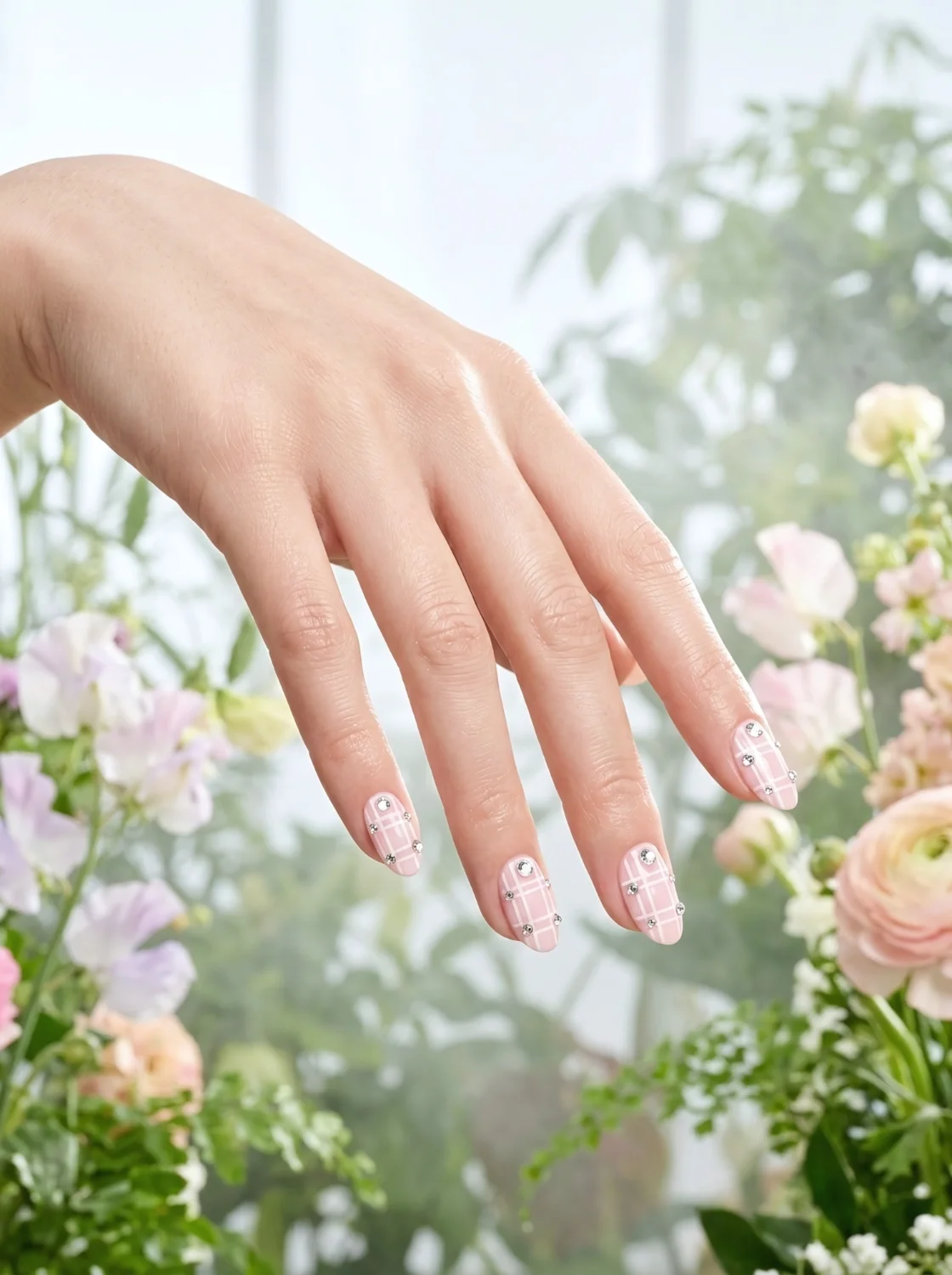 핑크 체크 풀스톤